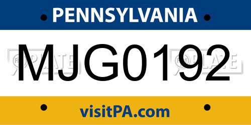 MJG0192 Pennsylvania License Plate