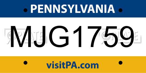 MJG1759 Pennsylvania License Plate