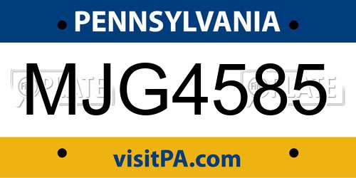 MJG4585 Pennsylvania License Plate