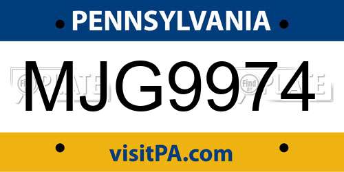 MJG9974 Pennsylvania License Plate