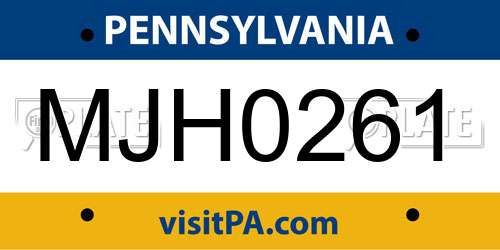 MJH0261 Pennsylvania License Plate