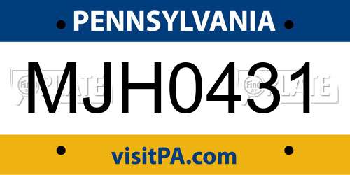 MJH0431 Pennsylvania License Plate