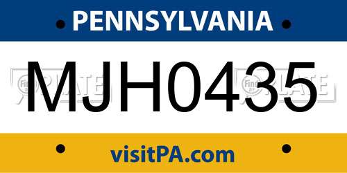 MJH0435 Pennsylvania License Plate