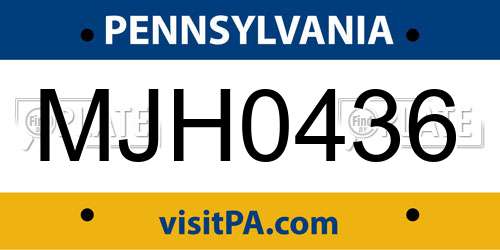 MJH0436 Pennsylvania License Plate
