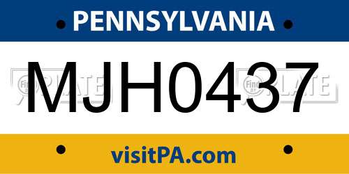 MJH0437 Pennsylvania License Plate