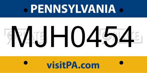 MJH0454 Pennsylvania License Plate