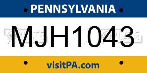 MJH1043 Pennsylvania License Plate