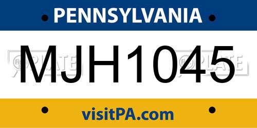 MJH1045 Pennsylvania License Plate