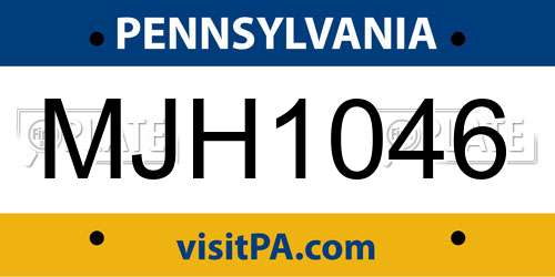 MJH1046 Pennsylvania License Plate