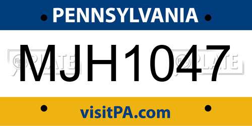 MJH1047 Pennsylvania License Plate