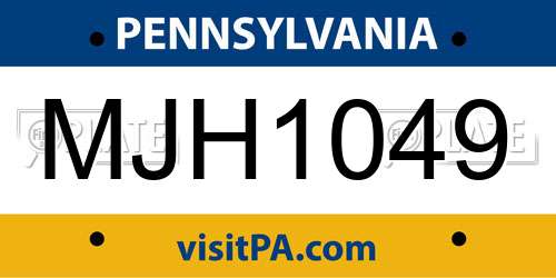 MJH1049 Pennsylvania License Plate