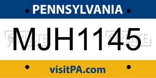 MJH1145 Pennsylvania License Plate