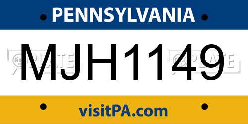 MJH1149 Pennsylvania License Plate