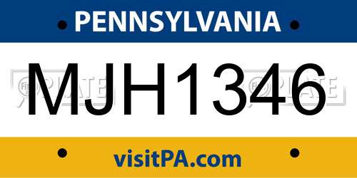 MJH1346 Pennsylvania License Plate