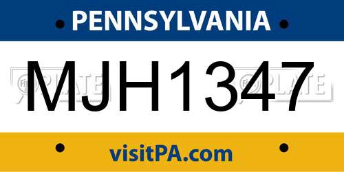 MJH1347 Pennsylvania License Plate