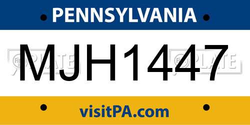 MJH1447 Pennsylvania License Plate