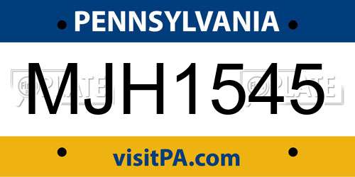 MJH1545 Pennsylvania License Plate