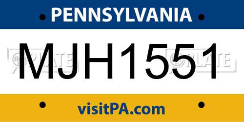 MJH1551 Pennsylvania License Plate