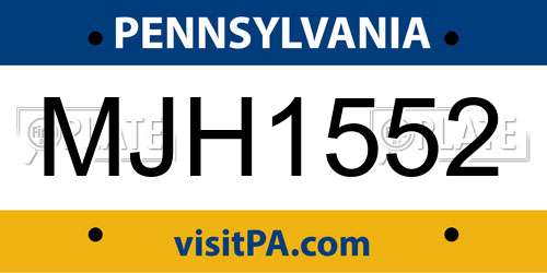 MJH1552 Pennsylvania License Plate