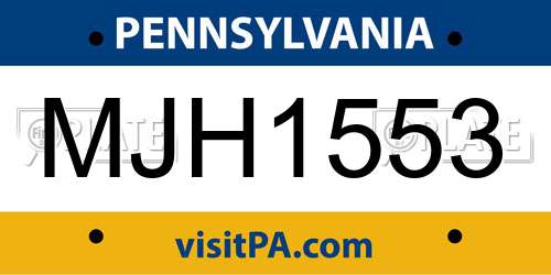 MJH1553 Pennsylvania License Plate