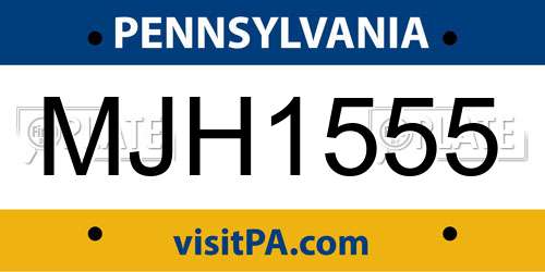MJH1555 Pennsylvania License Plate