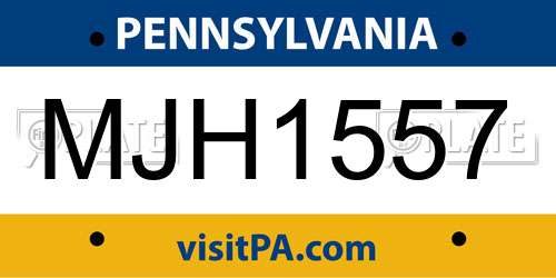 MJH1557 Pennsylvania License Plate