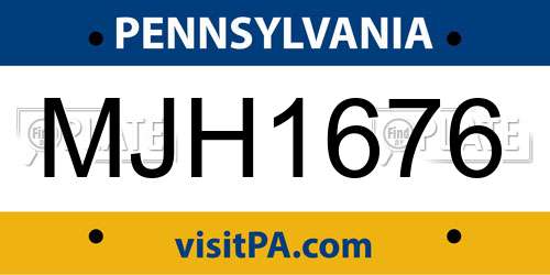 MJH1676 Pennsylvania License Plate