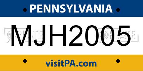 MJH2005 Pennsylvania License Plate
