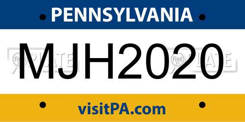 MJH2020 Pennsylvania License Plate