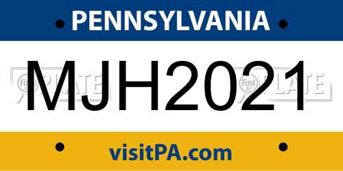 MJH2021 Pennsylvania License Plate