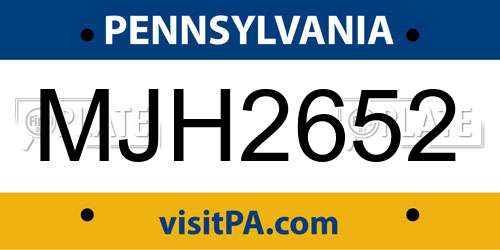 MJH2652 Pennsylvania License Plate