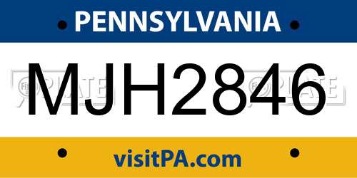 MJH2846 Pennsylvania License Plate