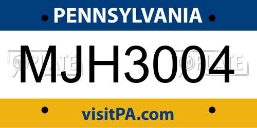 MJH3004 Pennsylvania License Plate