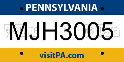 MJH3005 Pennsylvania License Plate