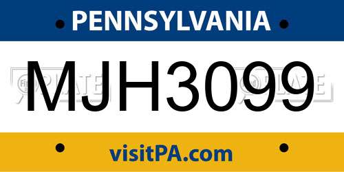 MJH3099 Pennsylvania License Plate