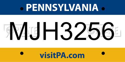 MJH3256 Pennsylvania License Plate