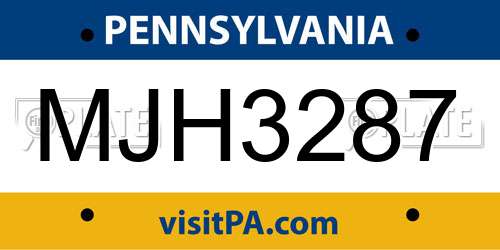MJH3287 Pennsylvania License Plate
