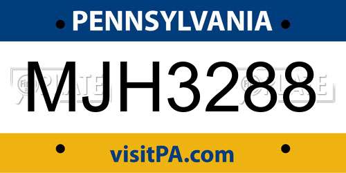 MJH3288 Pennsylvania License Plate