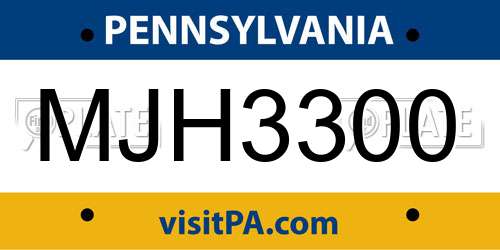 MJH3300 Pennsylvania License Plate