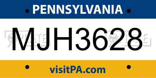 MJH3628 Pennsylvania License Plate