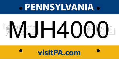 MJH4000 Pennsylvania License Plate