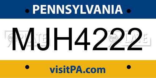 MJH4222 Pennsylvania License Plate