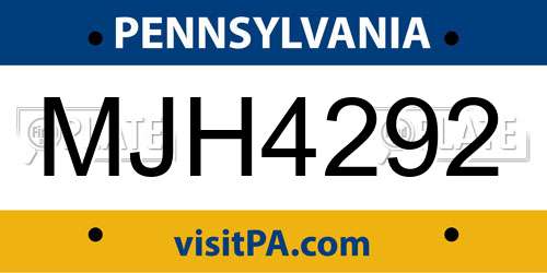MJH4292 Pennsylvania License Plate