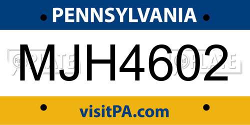 MJH4602 Pennsylvania License Plate