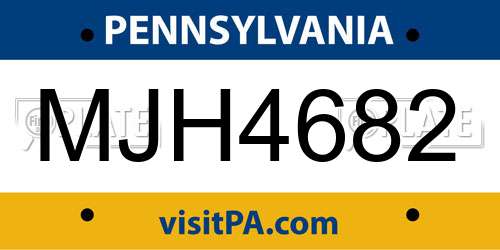 MJH4682 Pennsylvania License Plate