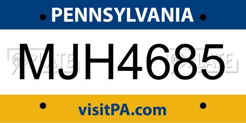 MJH4685 Pennsylvania License Plate