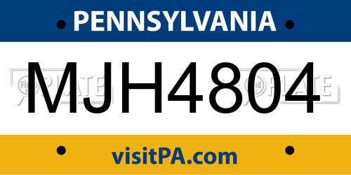 MJH4804 Pennsylvania License Plate