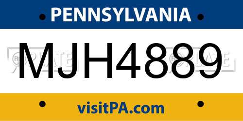 MJH4889 Pennsylvania License Plate