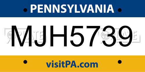 MJH5739 Pennsylvania License Plate