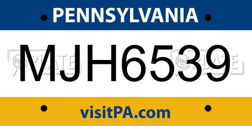 MJH6539 Pennsylvania License Plate